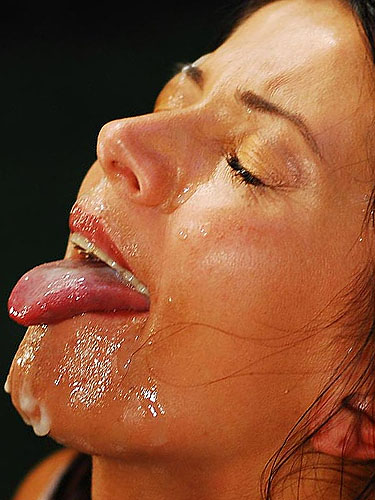 german babe sucking big cock All her sexy face covered in sticky jizz